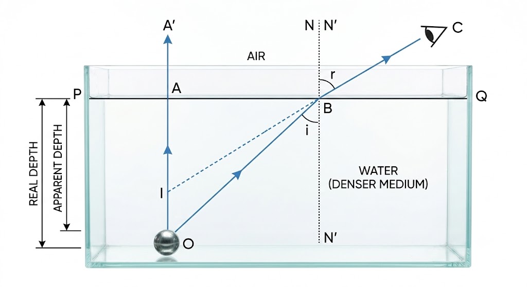 Fig. 4.36 Real and apparent depth